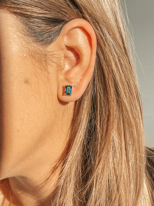 Boucles d'oreilles Valentina en argent 925 plaqué or jaune - Topaz Blue Sky