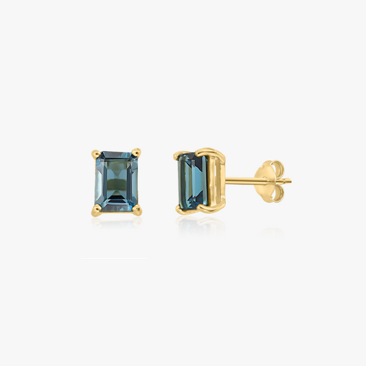 Boucles d'oreilles Valentina en argent 925 plaqué or jaune - Topaz Blue Sky