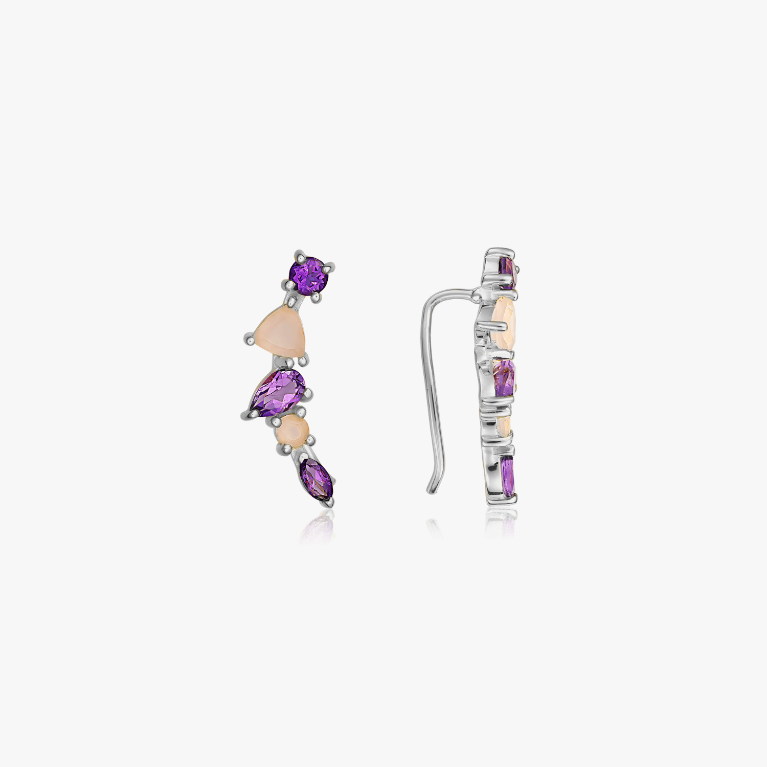 Valery Silver Earrings - Amethyst, Chalcedony