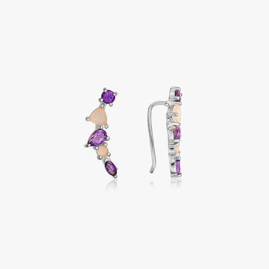 Valery silver earrings - Amethyst, Chalcedony