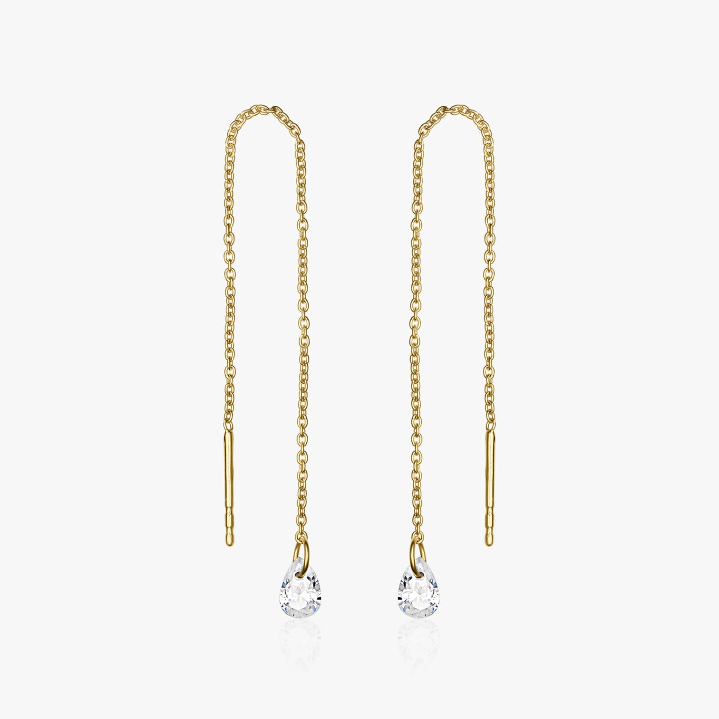 Golden Solitaire Silver Earrings - Zirconia