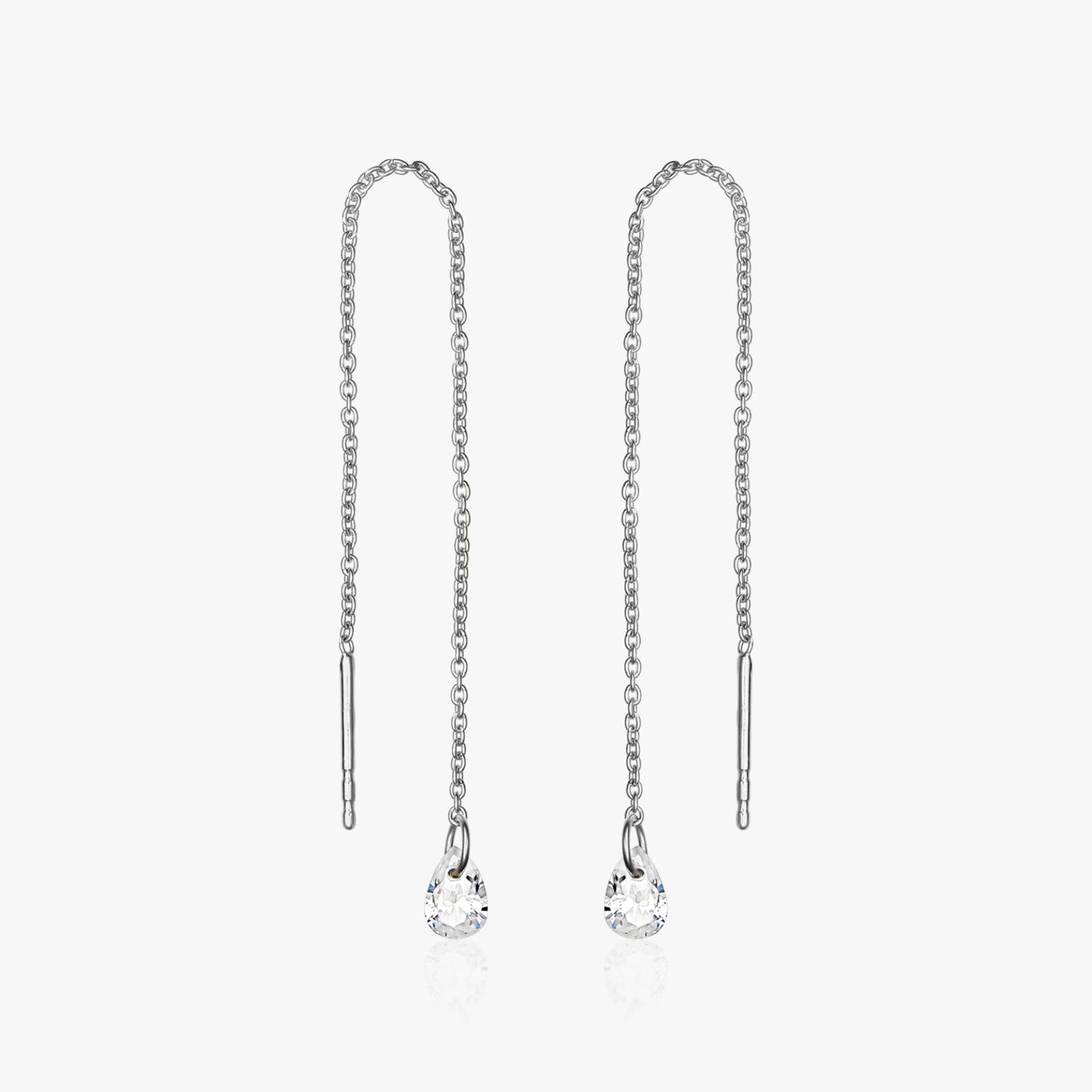 Solitaire Silver Earrings - Zirconia