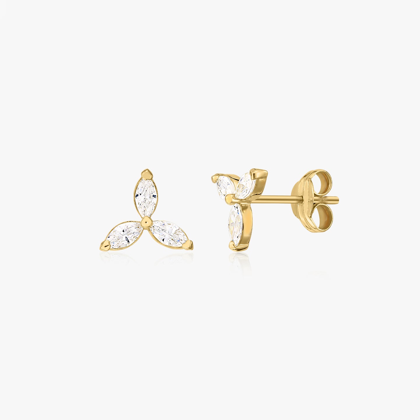 Arany Flower Studs fülbevaló - Cirkónia - Indira