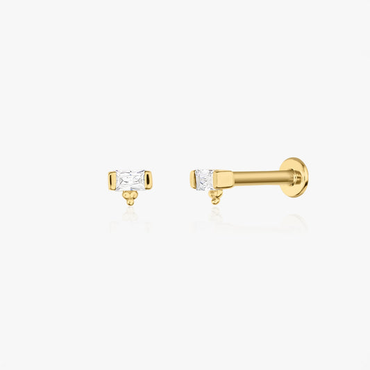 Yellow Gold Labret Piercing Earrings Shine - Zirconia