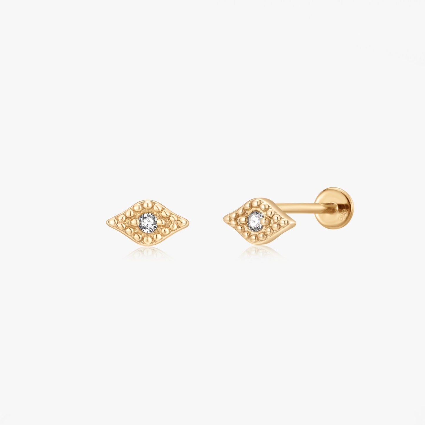 Gold Eye Yellow Gold Labret Piercing Earrings - Zirconia