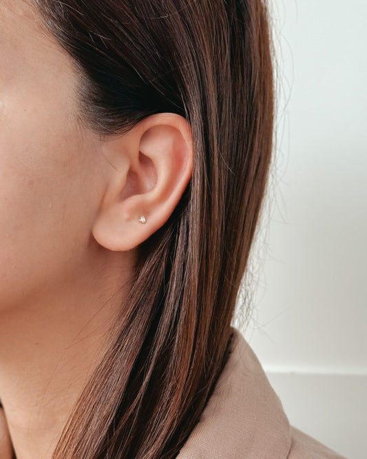 Yellow Gold Labret Piercing Earrings Shine - Zirconia