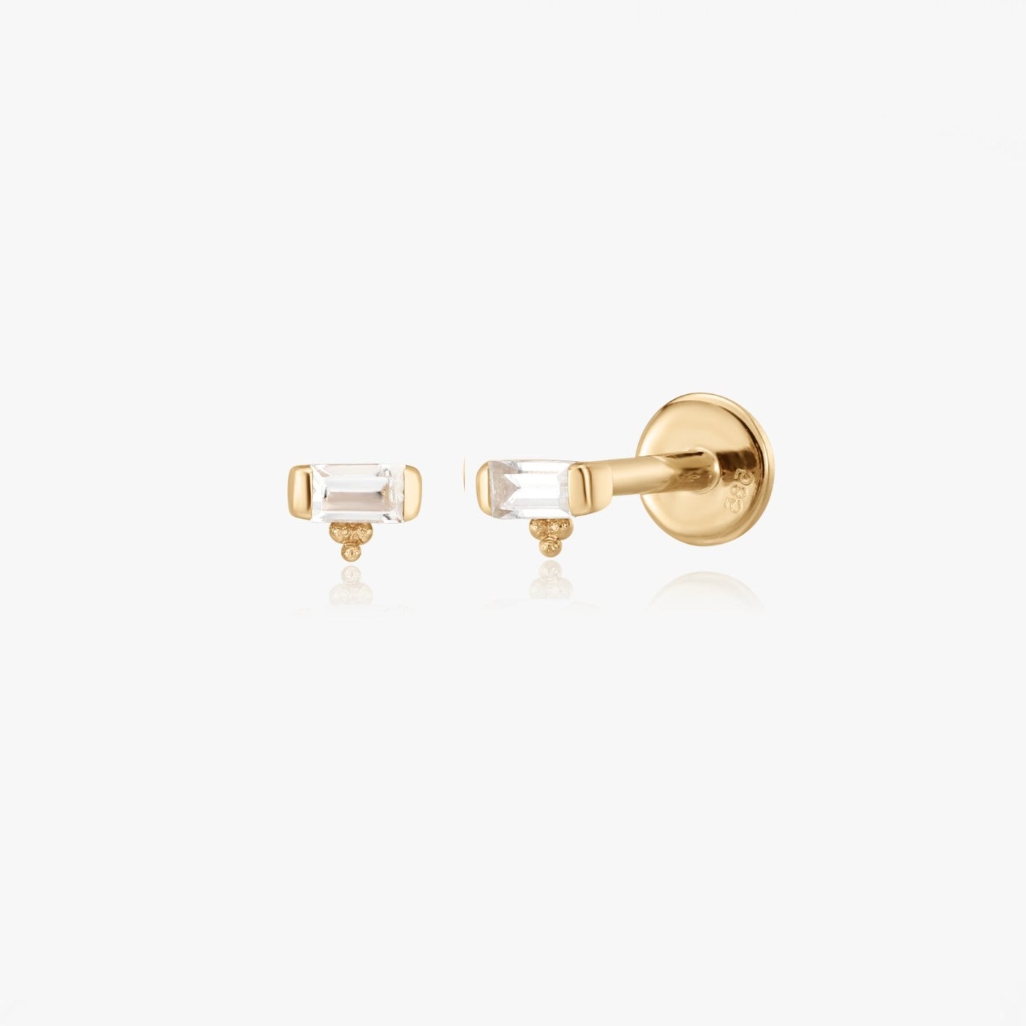 Yellow Gold Labret Piercing Earrings Shine - Zirconia