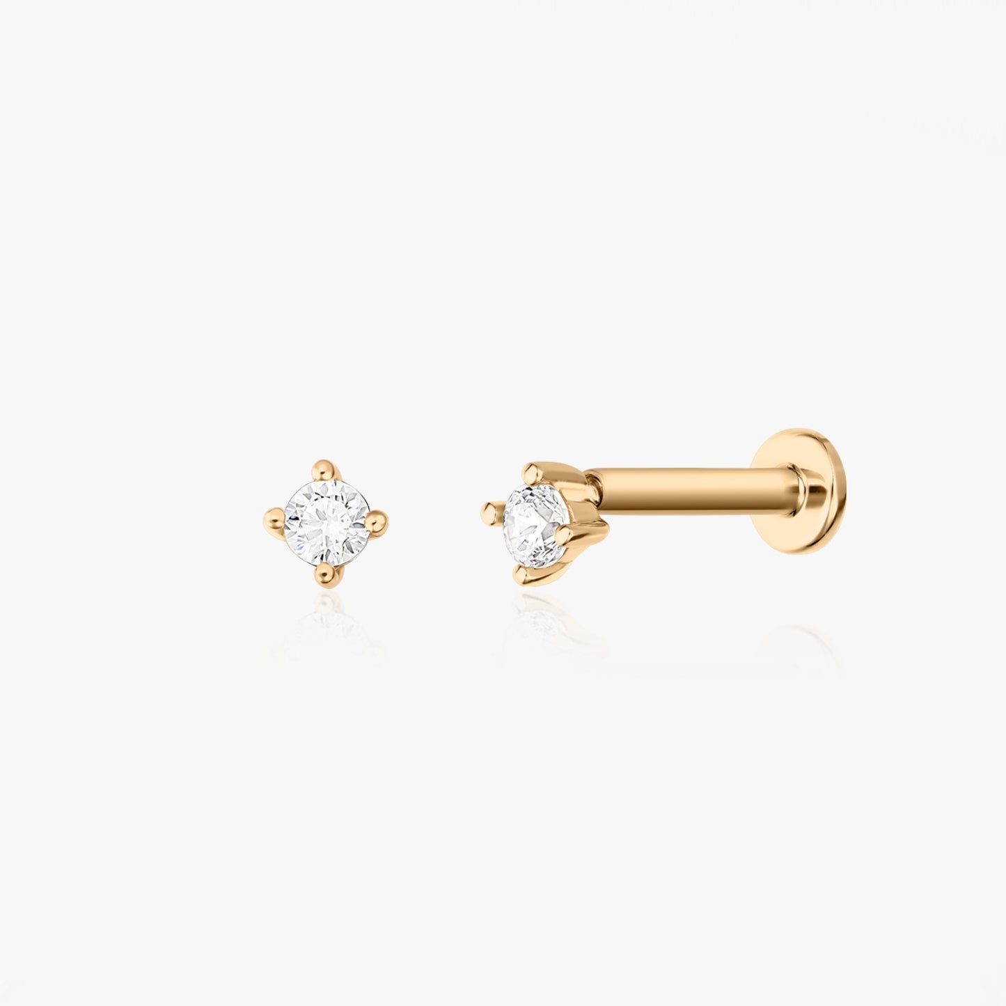 Simple Shine Yellow Gold Labret Piercing Earrings - Zirconia
