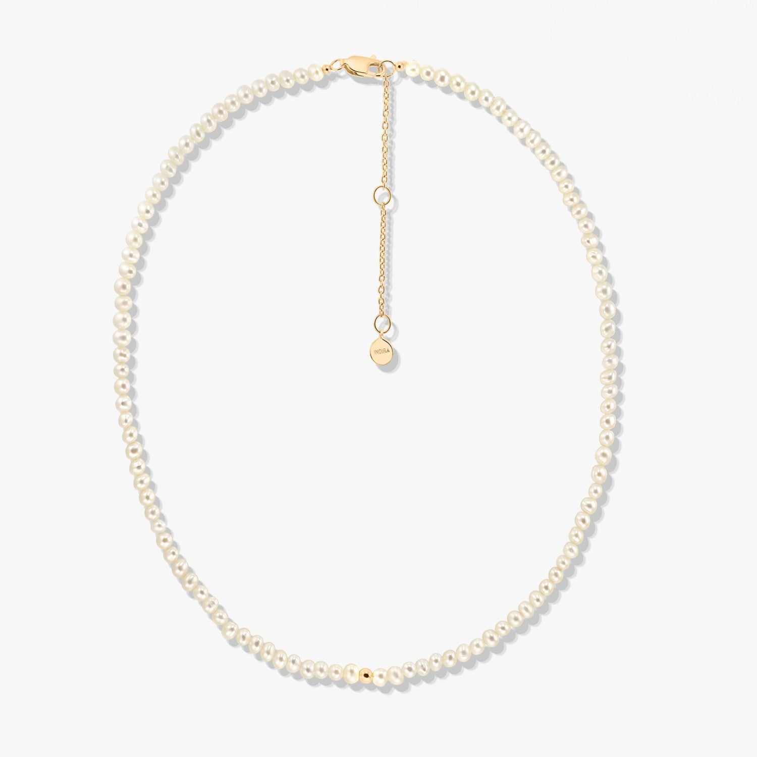 Golden Glam Silver Necklace - Natural Pearls