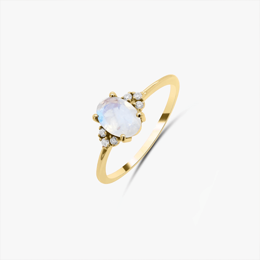 Silver Ring Golden Radiant – Moonstone, Blue Topaz