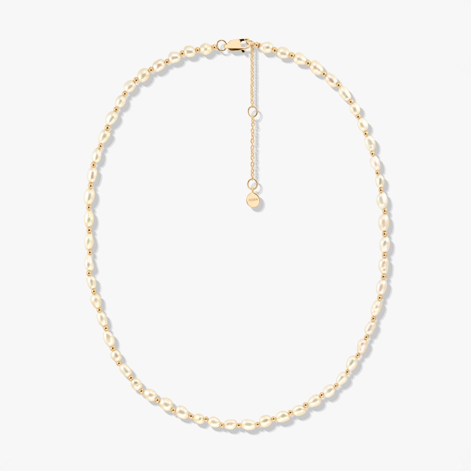 Golden Mini Cherie Silver Necklace - Natural Pearls