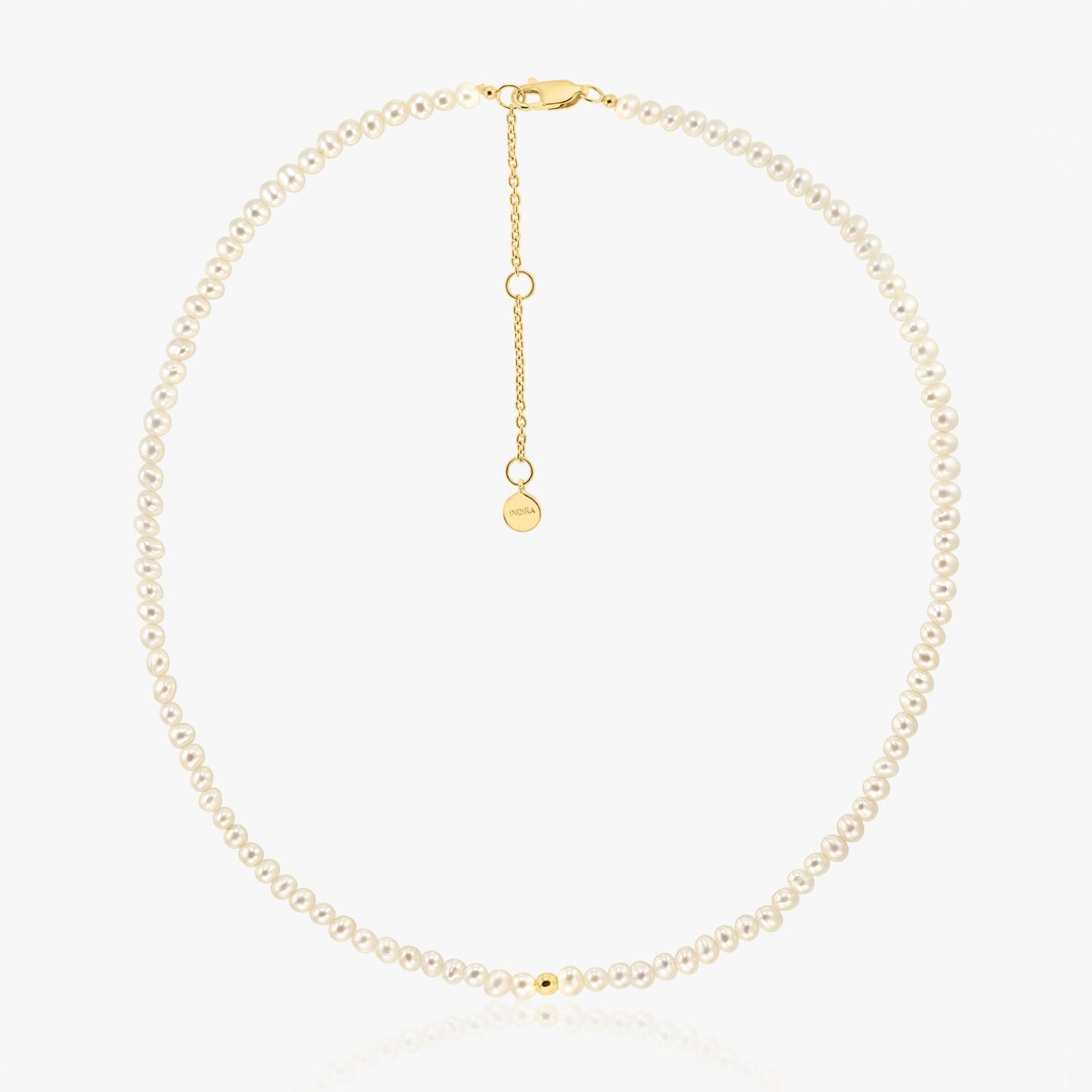 Golden Glam Silver Necklace - Natural Pearls