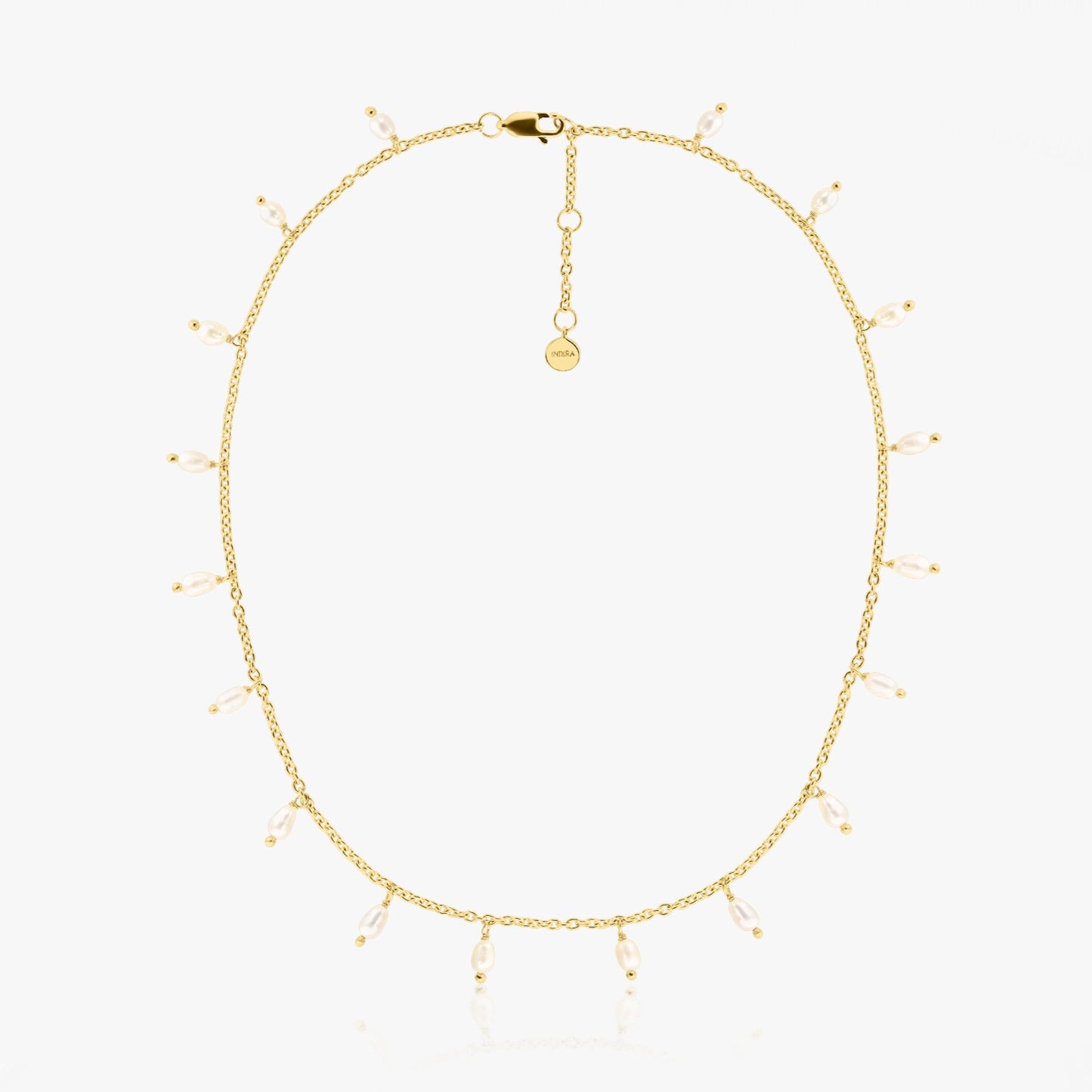 Golden Pearl Drops Silver Necklace - Natural Pearls
