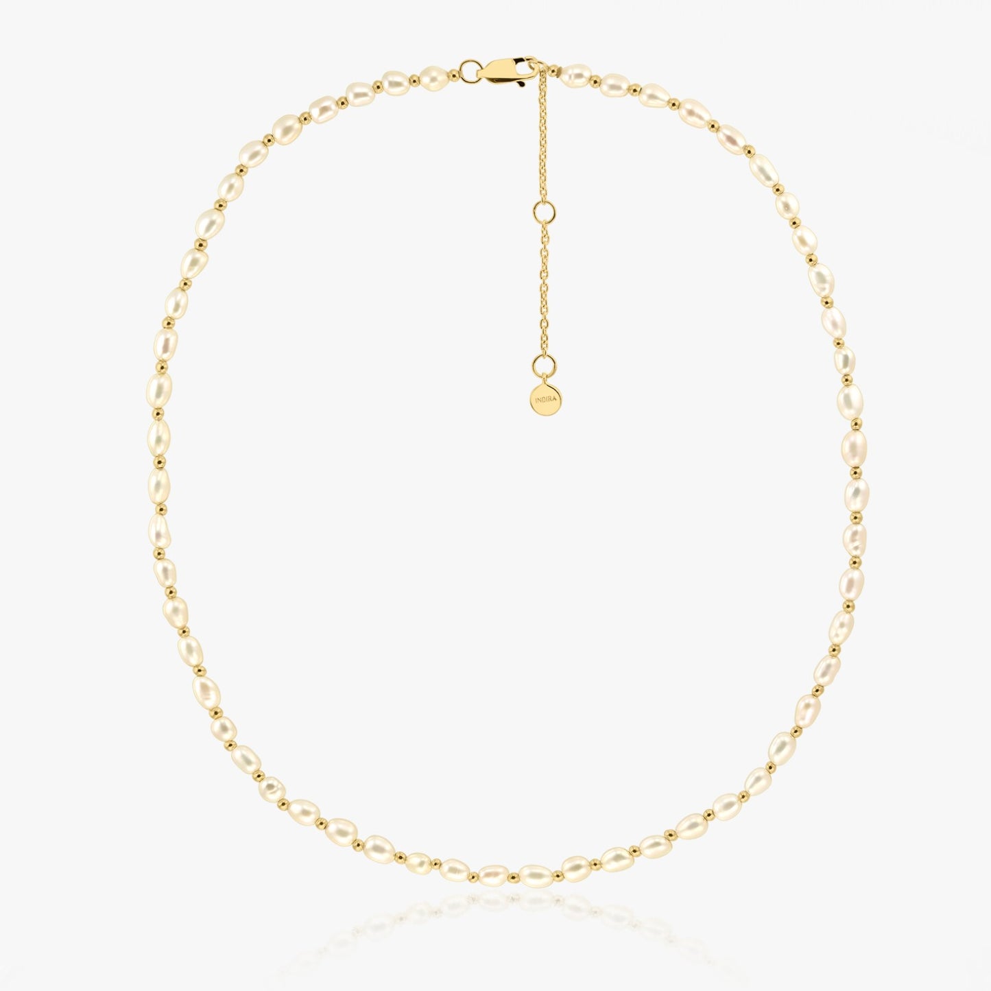 Golden Mini Cherie Silver Necklace - Natural Pearls