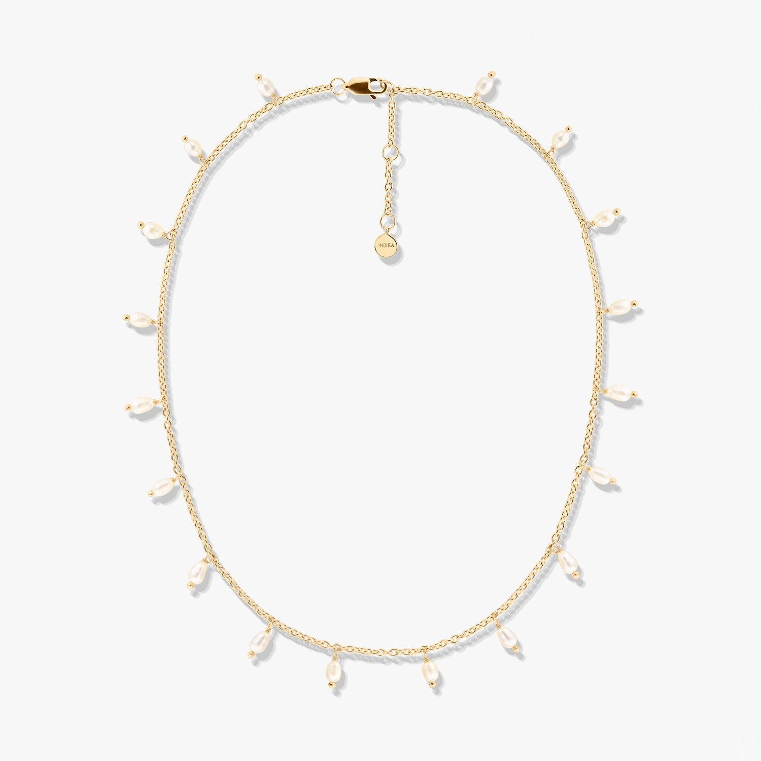 Golden Pearl Drops Silver Necklace - Natural Pearls