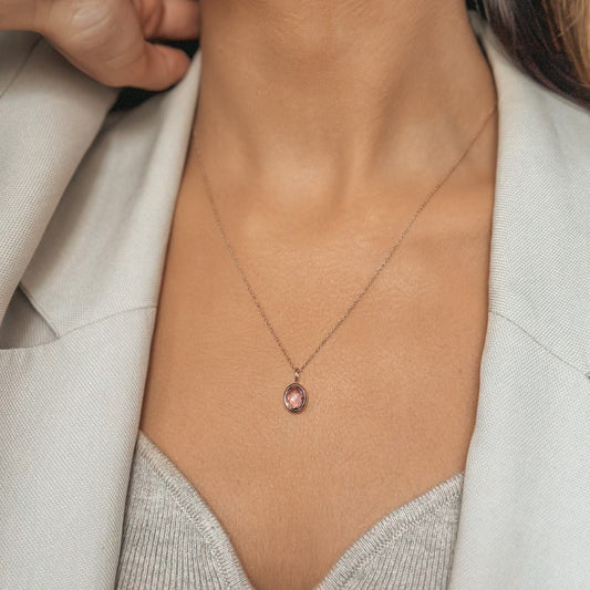 Colier din argint Rose Champagne - Ametist
