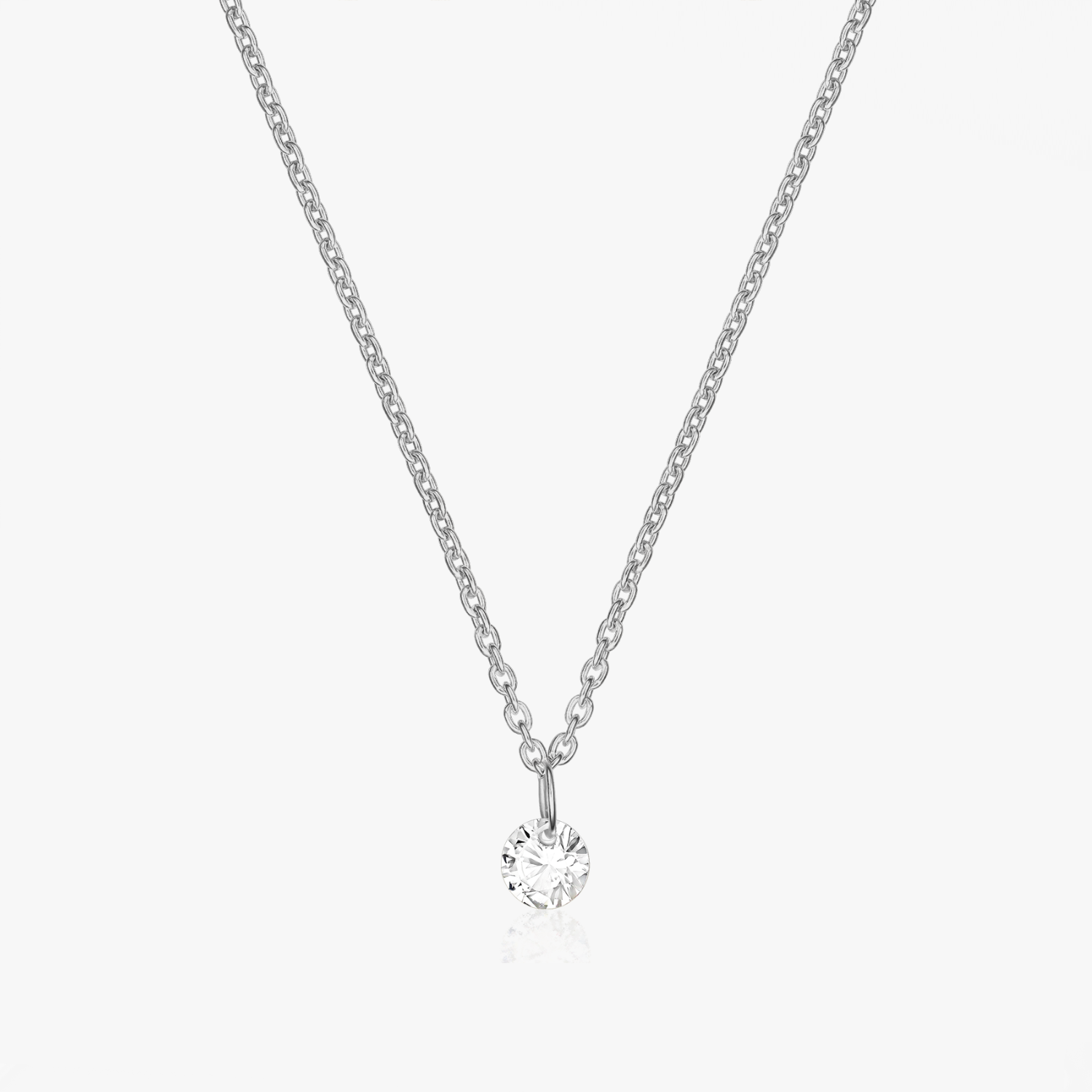 Silver Solitaire Necklace - Zirconia