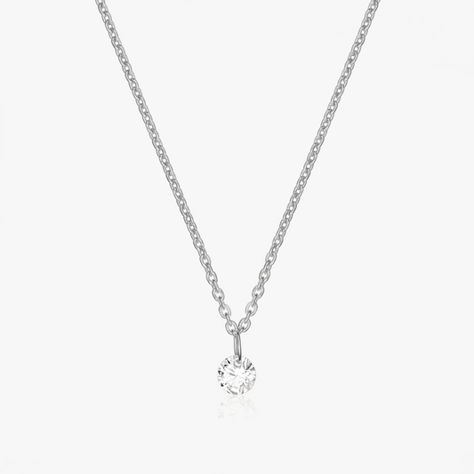 Silver Solitaire Necklace - Zirconia