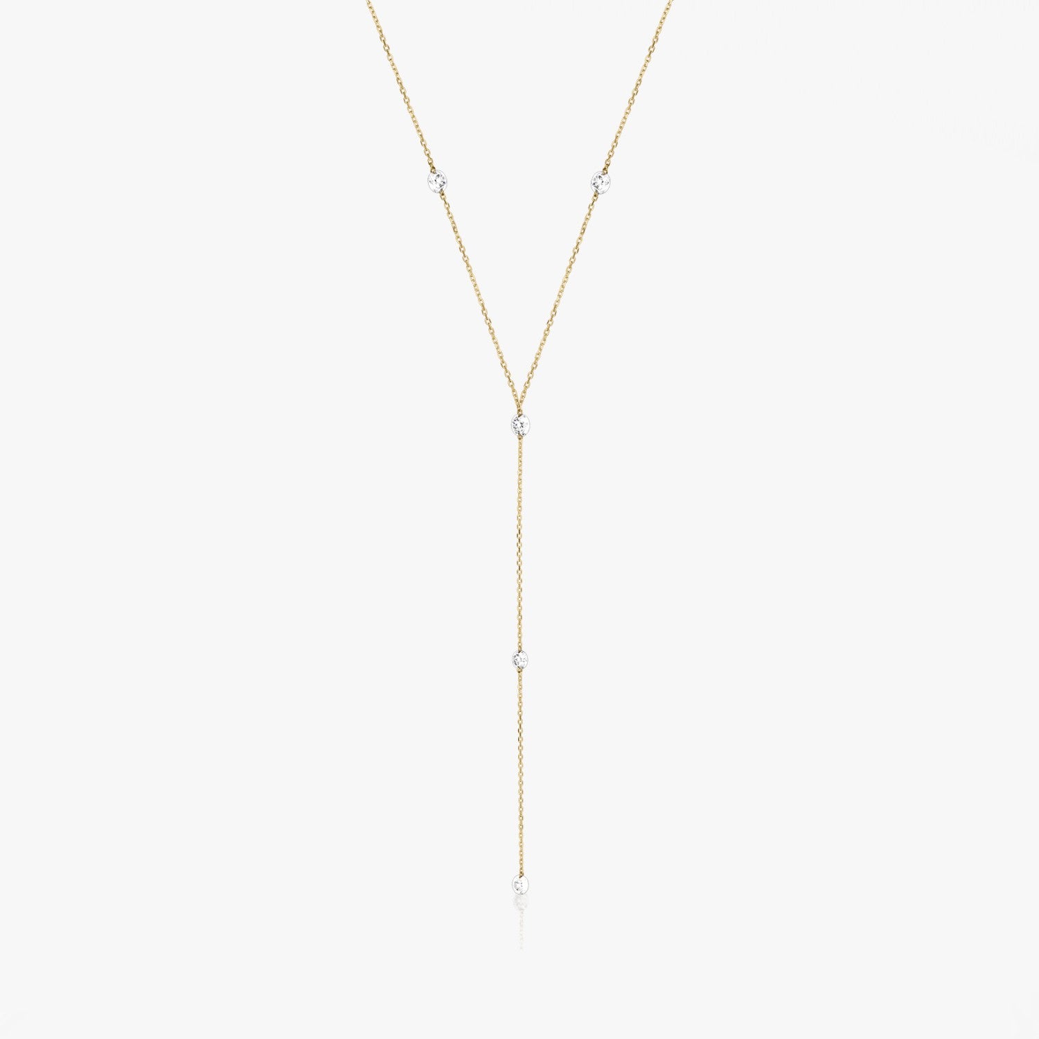 Yellow Gold Diamond Drops Necklace - Diamonds