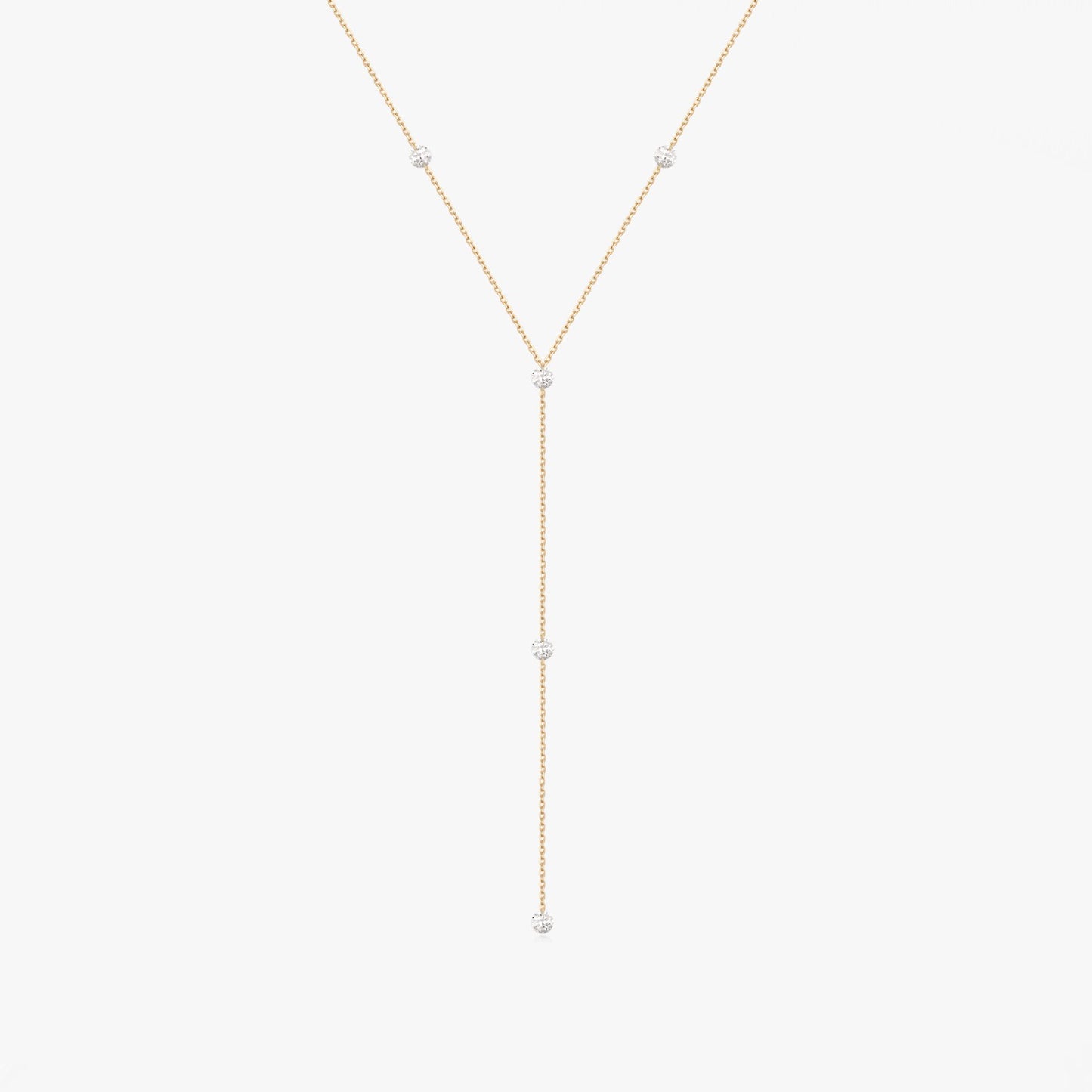 Yellow Gold Diamond Drops Necklace - Diamonds