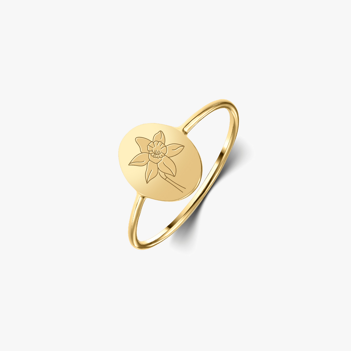Birth Flower Golden Silver Ring - March Daffodil - Indira