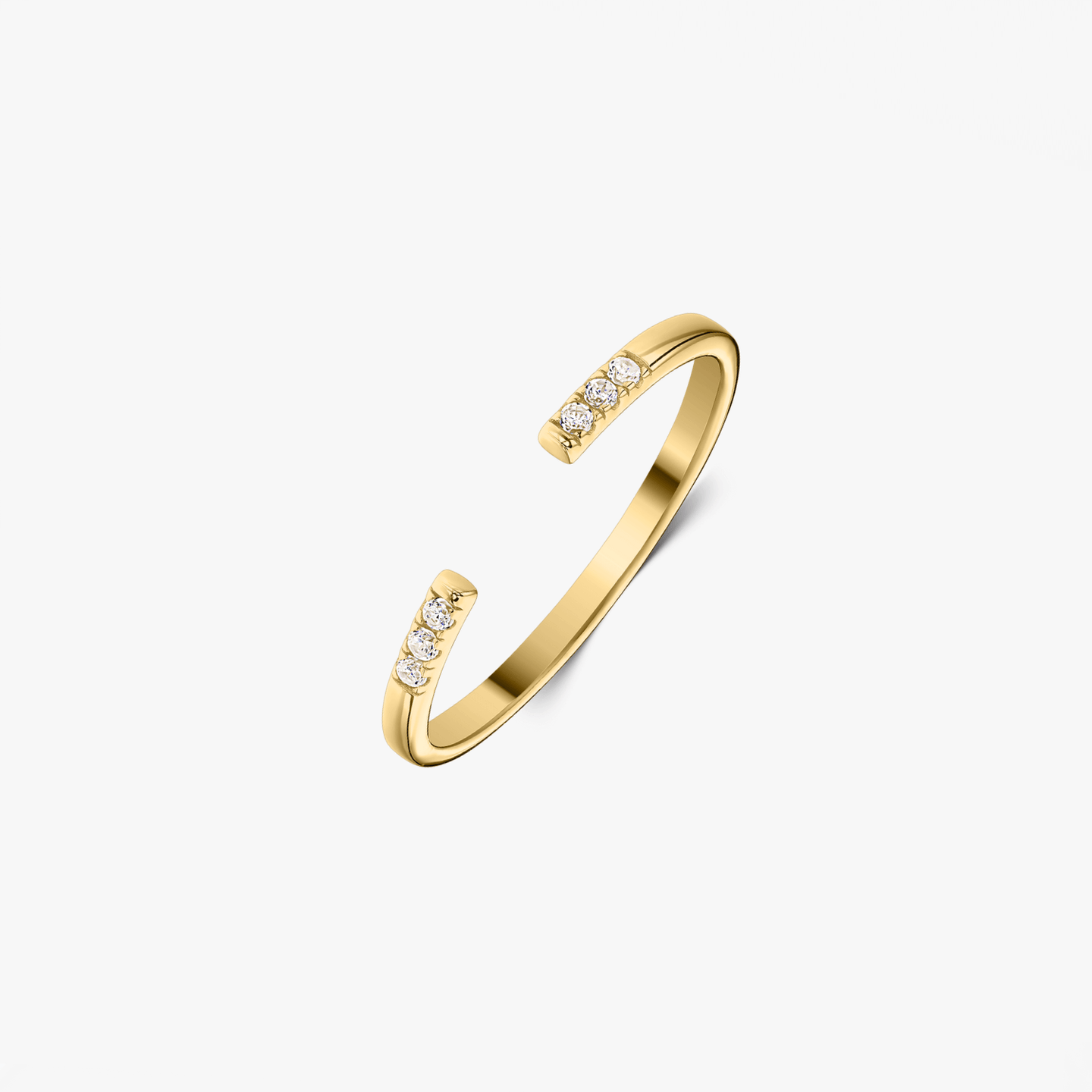 Golden Open Ring Silver Ring - Zirconia - Indira