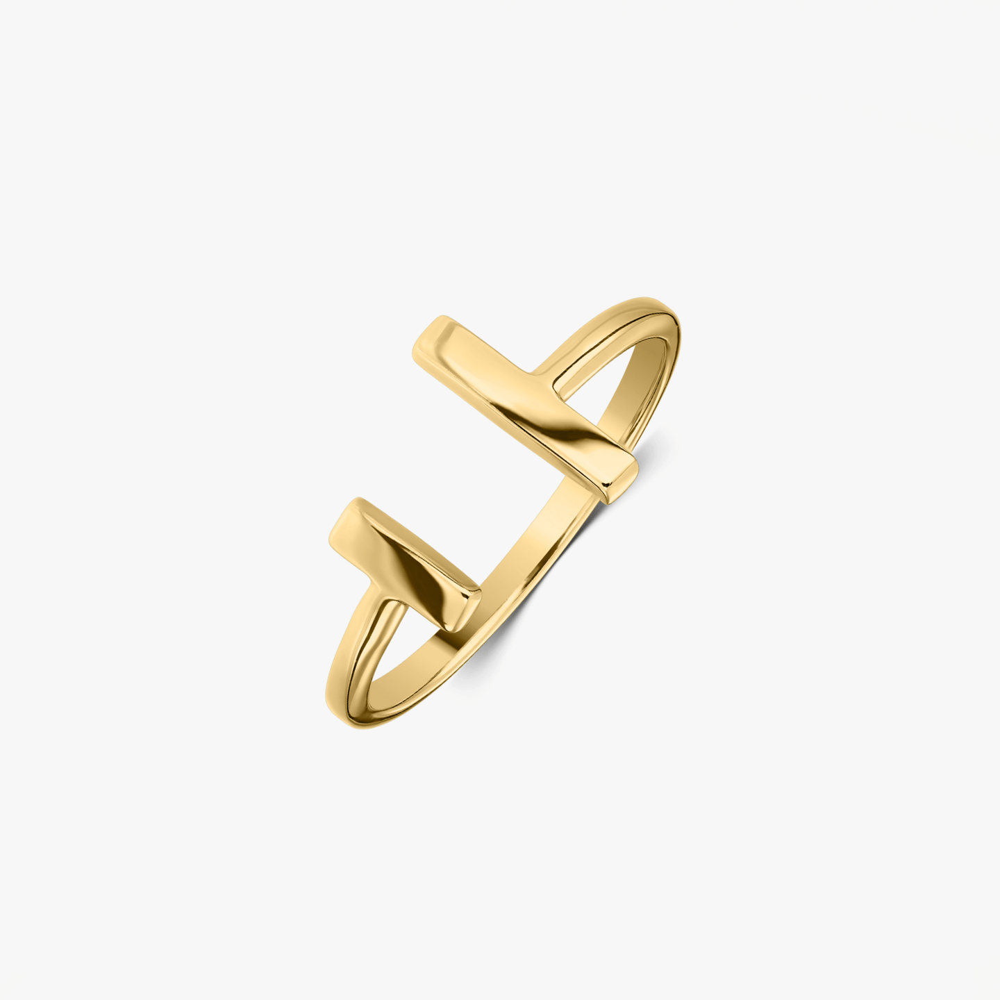 Golden Parallel Bar Silver Ring - Indira