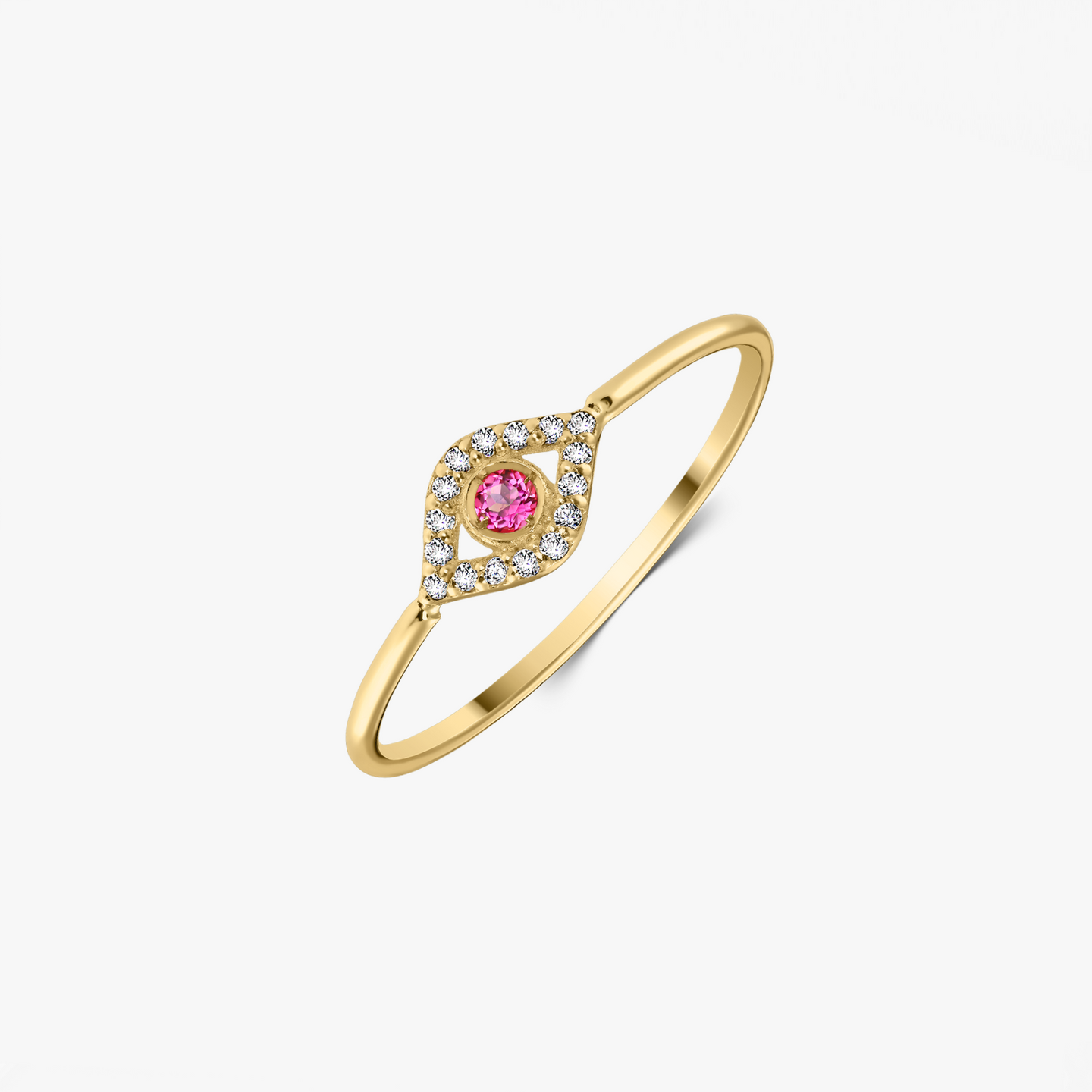 Bague en or jaune Œil Protecteur – Topaze Rose, Zirconium - Indira