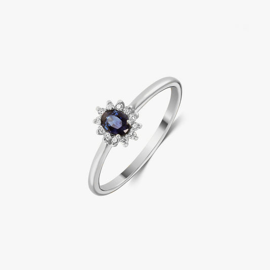Genn White Gold Ring - Sapphire and Diamonds