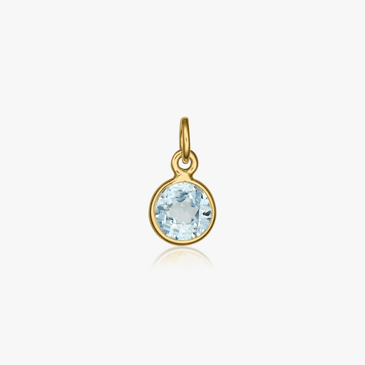 Birthstone Golden April Silver Pendant - Blue Topaz