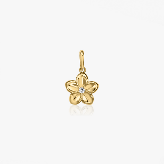 Yellow Gold Wildflower Pendant – Zirconia