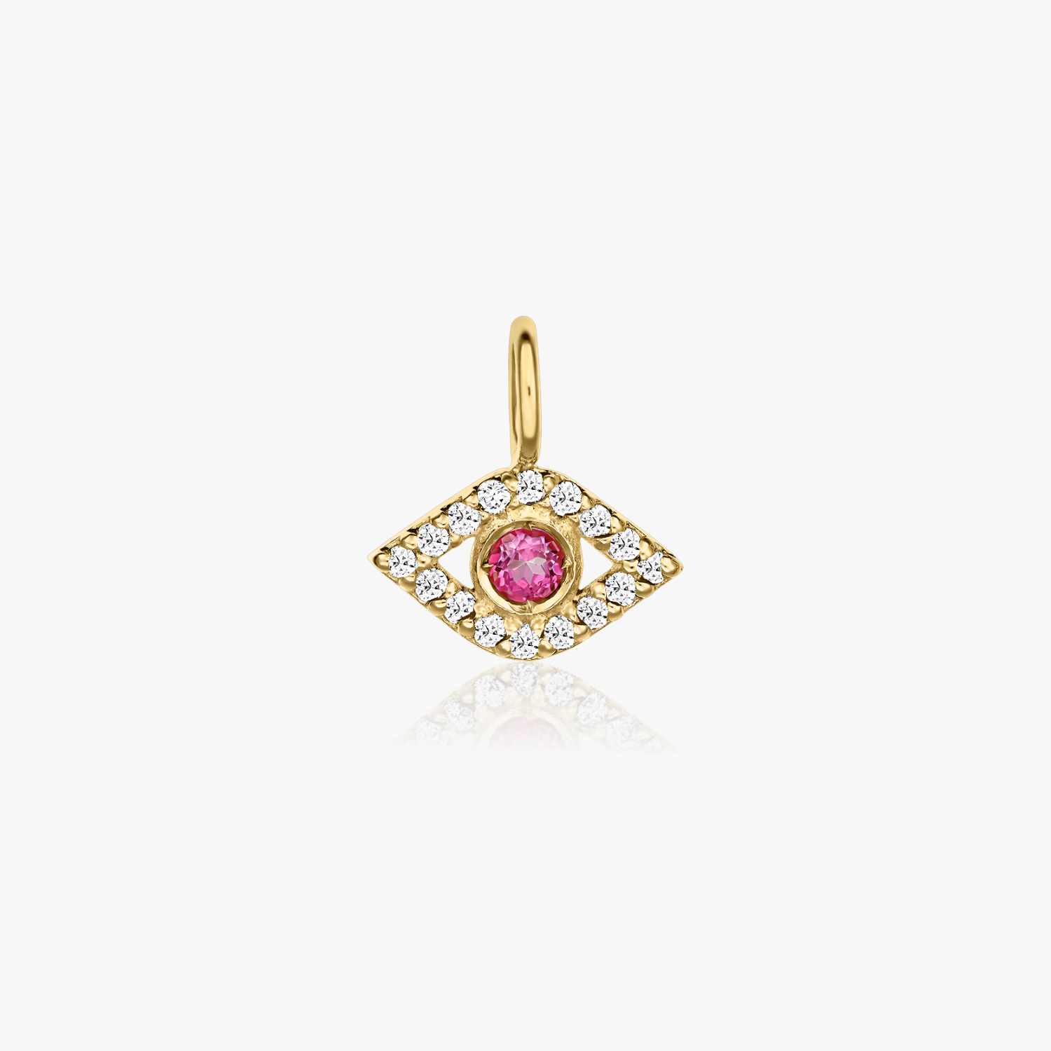 Yellow Gold Protective Eye Pendant – Pink Topaz, Zirconia