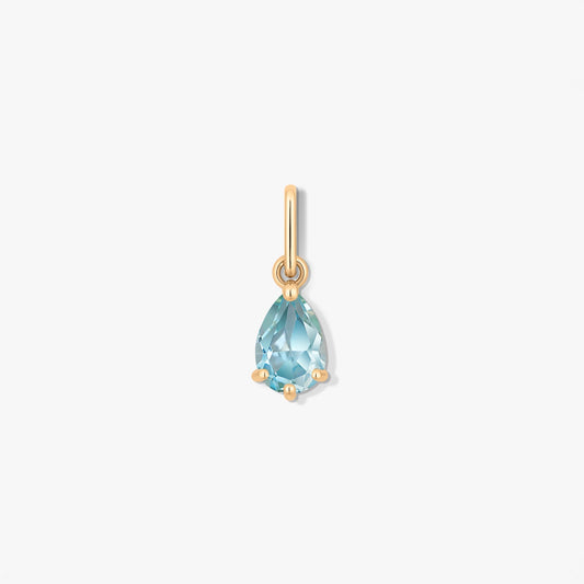 Gold Birthstone Pendant March - Blue Topaz