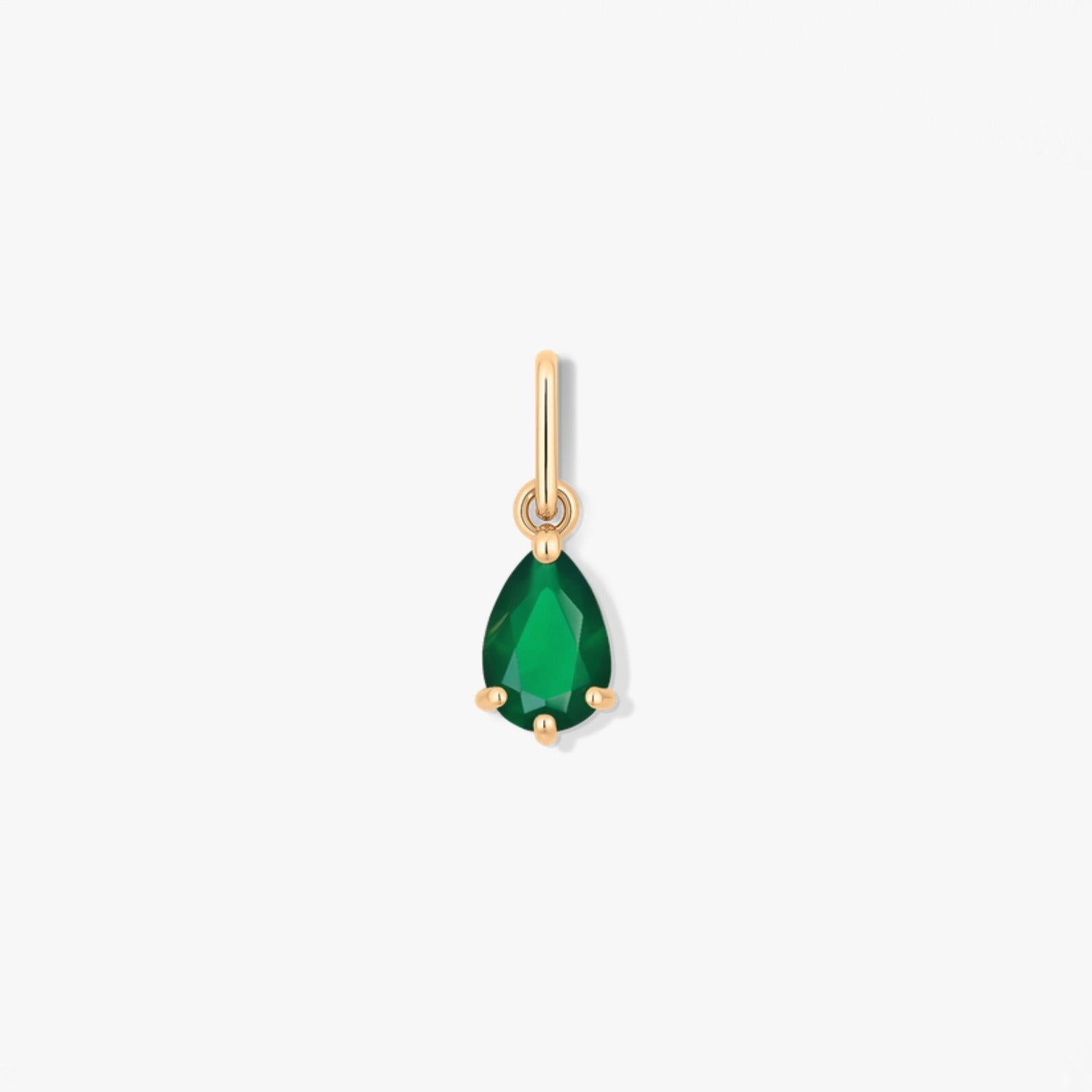Gold Birthstone Pendant May - Green Agate