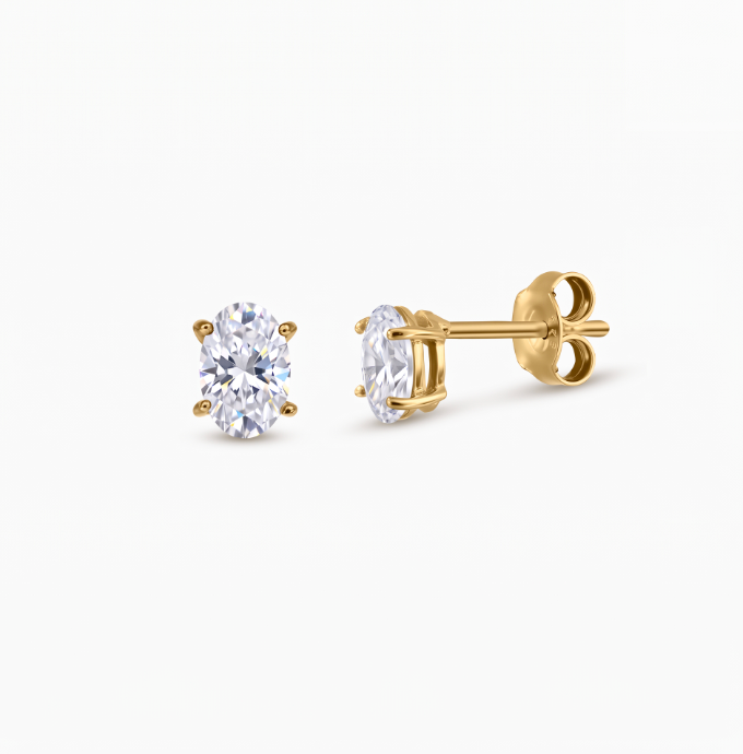 Golden Reina Silver Earrings - Green Zirconia