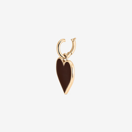 Photo studio carrée du pendentif Cœur Doré Argent - Brun : un pendentif en forme de cœur en argent 925 avec un incrustation brune sur fond blanc.