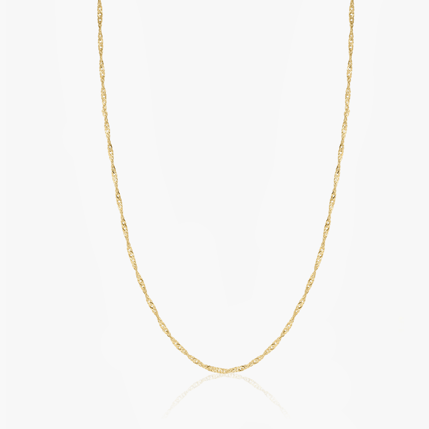 Gold-plated Singapore-style silver chain on a white background