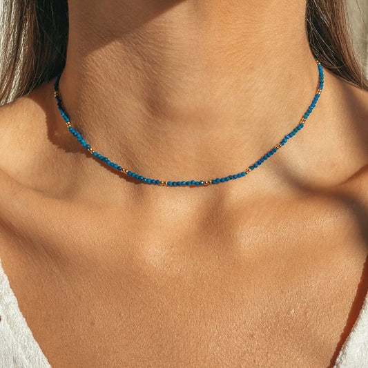 Golden SummerScape Silver Necklace - Lapis Lazuli - Indira