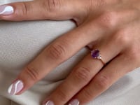 Radiant gold ring - Amethyst &amp; Diamonds 