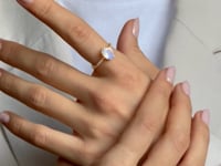 Silver Ring Golden Reina - Moonstone, Zirconia