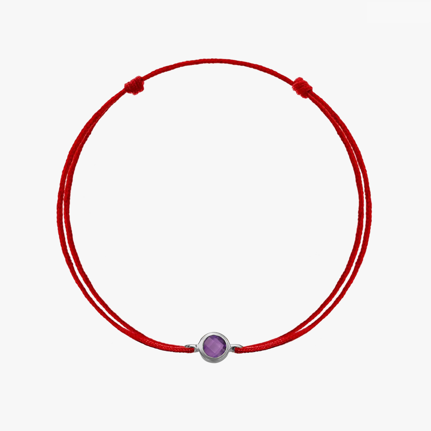 Silver String Bracelet Birthstone Silver February - Amethyst - Indira