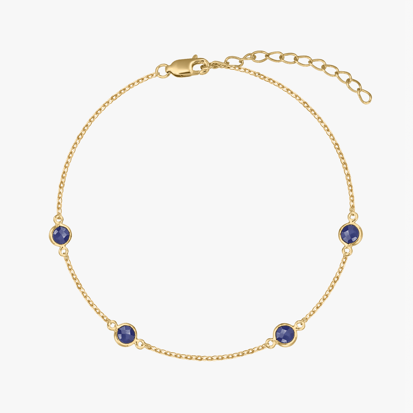 Silver Bracelet Birthstone Golden September - Sapphire - Indira