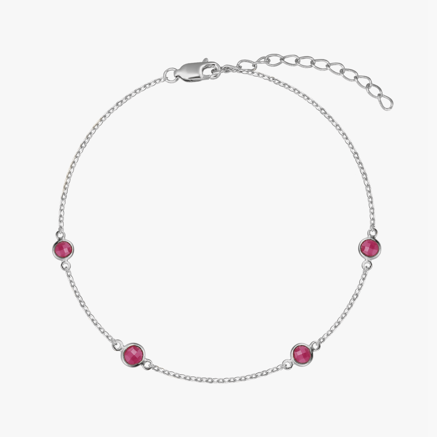 Bracelet en argent Birthstone Juillet - Rubis - Indira
