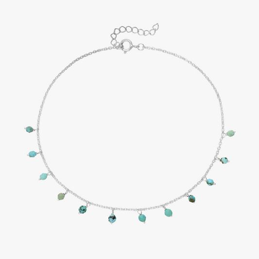 Droplets silver leg bracelet - Turquoise