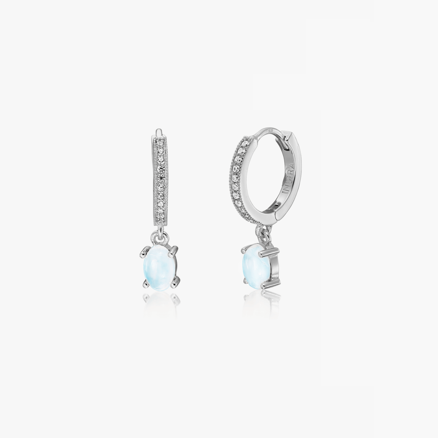 Indira Gem Huggies Silver Earrings - Moonstone