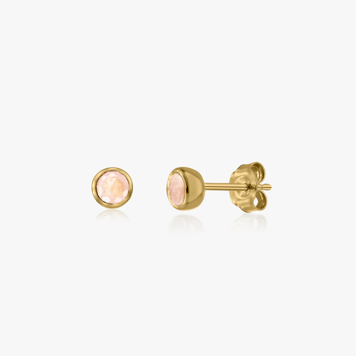 Birthstone Golden Silver Earrings - Rose Quartz - Indira