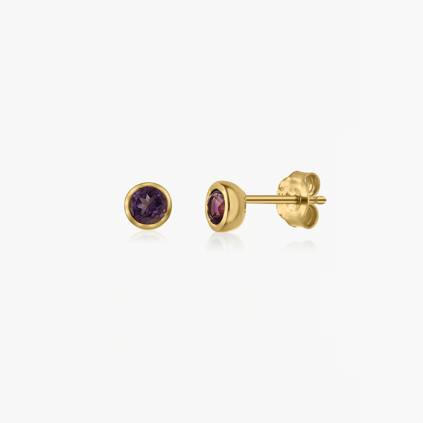 Birthstone Golden februári ezüst fülbevaló - Ametiszt - Indira