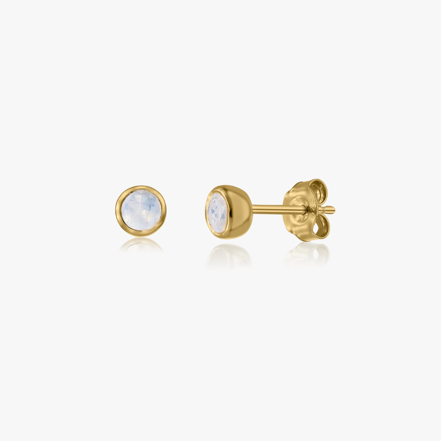 Silver Earrings Birthstone Golden June - Moonstone - Indira