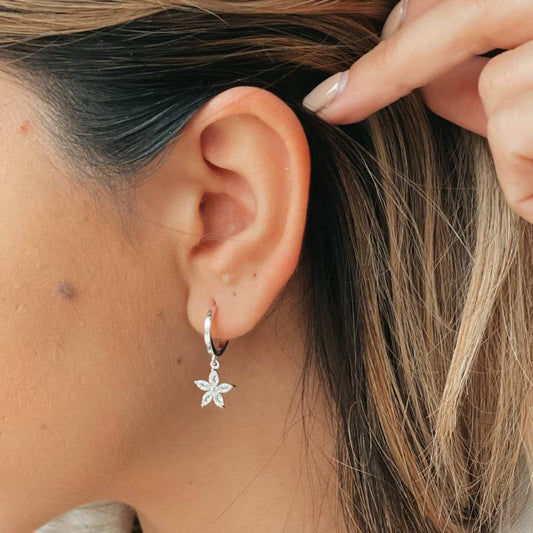 Blossom Silver Earrings - White Topaz - Indira