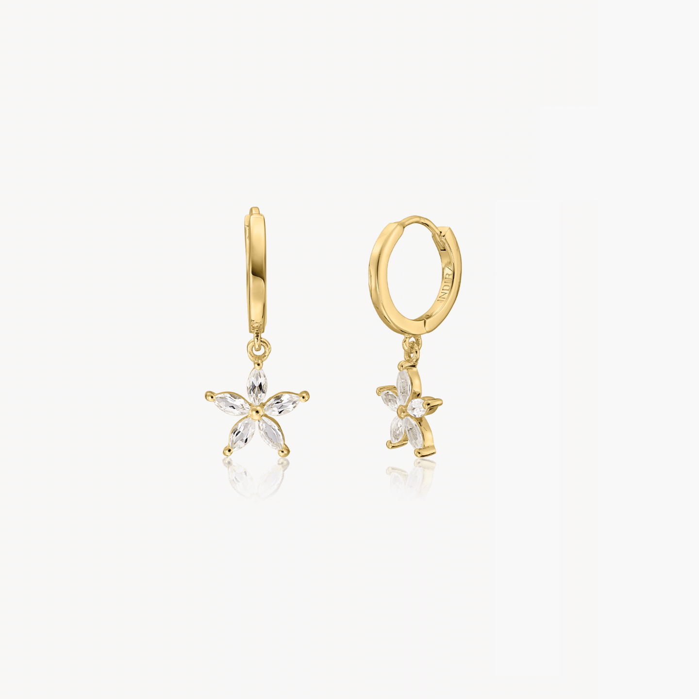 Boucles d'oreilles en argent Golden Blossom - Topaze blanche - Indira
